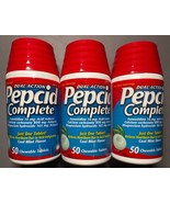 3 Bottles Pepcid Dual Action Complete Mint Flavor 50 Chewable Tabs Each ... - $45.54