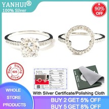 YANHUI With Certificate Statement 2-in-1 Ring 925 Sterling Silver Princess Cubic - £18.85 GBP