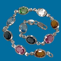 Milor 7” multi colored oval crystal sterling silver (925) bracelet Made in Italy - £43.10 GBP
