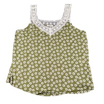 Maurices Womens 1X Green V-Neck Floral Crochet Trim Pullover Tank Top NWT - $17.99