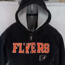 Philadelphia Flyers Thermal Sweatshirt Medium Black Front Zip Jersey Inspired - £26.06 GBP
