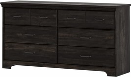 South Shore Versa 6-Drawer Double Dresser-Rubbed Black - £296.47 GBP