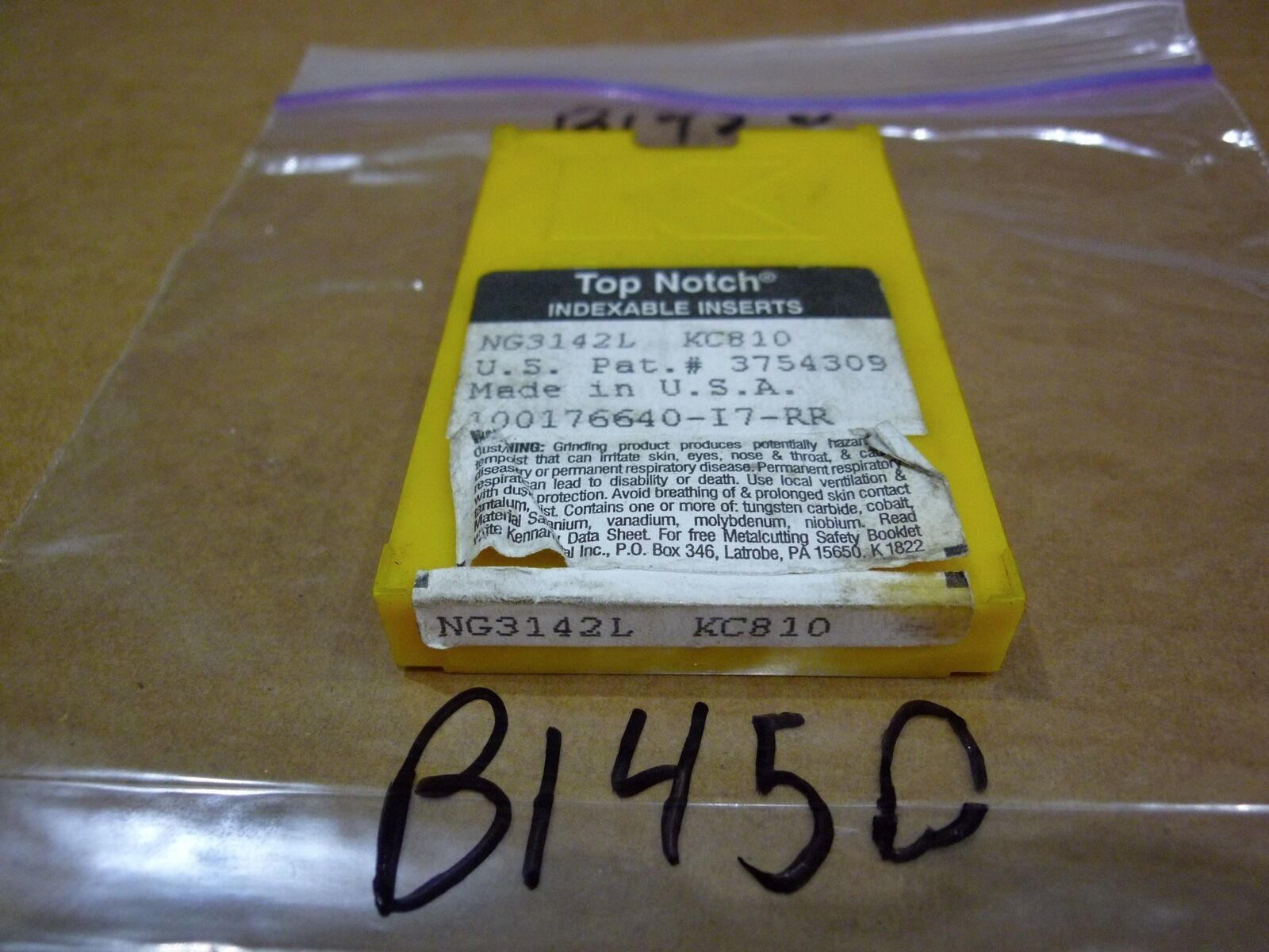 Kennametal NG314RL KC810 Cutting Insert (NOS) - $68.00