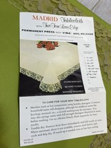 Vintage Madrid Lace Tablecloth 60&quot;x104” Oblong Two Tone Lace Edge USA Made Green - £28.61 GBP