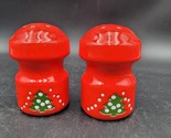 Vintage WAECHTERSBACH Red Christmas Tree Salt Pepper Shaker Set Green Ge... - £23.70 GBP