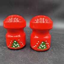 Vintage WAECHTERSBACH Red Christmas Tree Salt Pepper Shaker Set Green Germany - £23.52 GBP