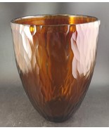 Art Glass 9.5&quot; Tall Amber Vase, Faceted &#39;Flame&#39; Cut - $70.00