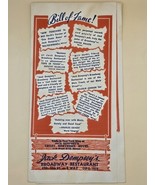 Jack Dempsey&#39;s Great Northern Hotel New York City Broadway-1945 Restaura... - $20.28