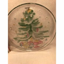 NIB old stock Crystal serving platter Vintage Christmas Tree colored gla... - $43.55