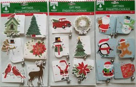 Christmas Self Adhesive Gift Tags w Silver Jingle Bells 6/Pk, Select: Theme - £2.36 GBP