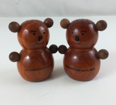 Vintage Wooden Yellowstone Nat&#39;L Park Teddy Bear 2.75&quot; Salt &amp; Pepper Sha... - $18.91 CAD