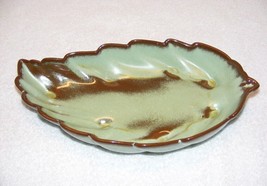 Vintage Frankoma #226 Pottery Prairie Green &amp; Brown Leaf Designed Bowl Guc - £19.63 GBP