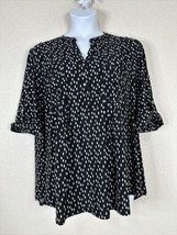 NWT Cocomo Womens Plus Size 3X Black Dot Pocket V-neck Top Half Sleeve Stretch - $29.69