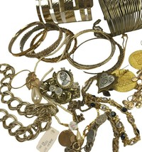 Costume Jewelry Lot Vintage to Modern Boho Metal Gold Tone Hearts Flowers - £15.76 GBP