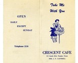 Crescent Cafe Menu South 25th Temple Texas 1940&#39;s - $47.64