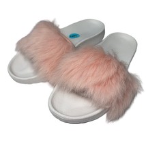 UGG Royale Sandals Womens 6 Baby Pink Slippers Plush Fur Slide Shearling Slip On - £37.71 GBP
