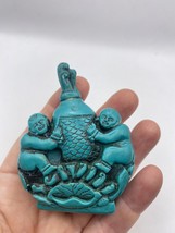 Vintage Dragon Parfum Snuff Bouteille Bleu Sculpté de Verre Résine - £50.40 GBP