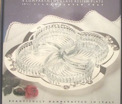 GORGEOUS SILVERPLATE WITH GLASS INSERT 4 COMPARTMENT RELISH DISH ITALY G... - $11.76