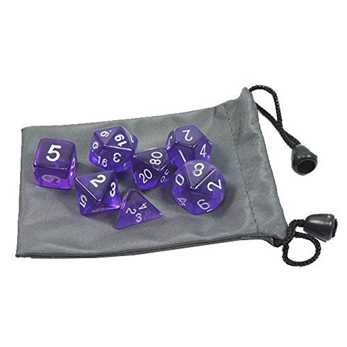 Bluemoona 1 Set - 7 sided die of Dungeons & Dragons RPG Dice Game set with one D