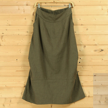 Olive Green Linen Cotton Boho Skirts Women One Size Casual Linen Skirt image 1