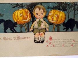 Halloween Fantasy Postcard Child Black Cats Gottschalk Dreyfuss &amp; Davis 2696 - £61.95 GBP
