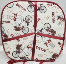 Set of 4 Cushion Chair Pads w/red ties, 15&quot; x 15&quot;, FAT CHEF IN ON BIKE,B... - £19.75 GBP