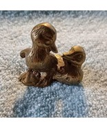 Solid Brass Miniature Pair Of Ducks Figure-1.5 x 1.6 inches- Vintage - $10.68