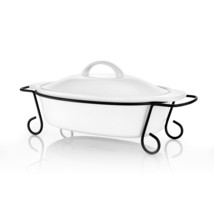 Gibson Elite Gracious Dining 2 Piece Oval Stoneware Bakeware with Lid and Metal  - $117.22 CAD
