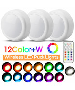 Wireless Led Puck Lights Closet Under Cabinet Counter Lighting W/ Remote... - £22.99 GBP