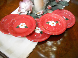 * 4 Oneida Kitchen Sunset Bouquet Bright Hand Painted Salad Dessert Lunch Plate  - $40.00