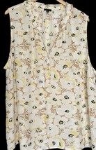 Talbots Top Womens Plus Size 3X Sleeveless Floral Yellow Ruffled Button ... - $439.60 MXN