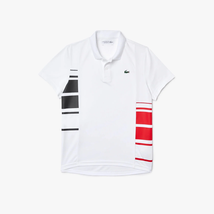 LACOSTE MENS SPORT Colorblock Piqué Mesh Polo WHITE/RED/BLK NWT S-3XL X - £28.77 GBP