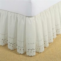 Fresh Ideas FRE30014IVOR01 Bed Skirt Ruffled Eyelet Ivory - Twin - £22.74 GBP