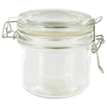 Mini Heremes CLEAR GLASS JAR Metal Clamp Top Lid 7.7oz Canister BPA Free... - $23.23