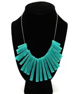 Vtg Faux Turquoise Fan Style Statement Collar Necklace Silver Tone Fashion - $556.74 MXN