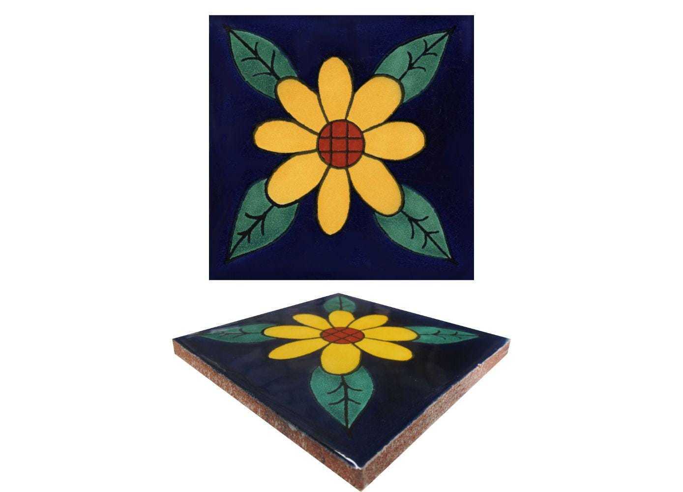 Mexican Talavera Ceramic Tiles Talavera Handcrafted - Sunflower10 -  (yo... - $199.00