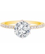 1.00CT Forever One Moissanite 6 Prong Yellow Gold Ring With Diamonds - £844.26 GBP