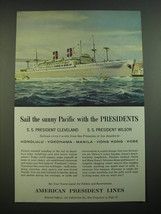 1956 American President Lines Ad - Sail the sunny Pacific with the Presidents - £14.72 GBP