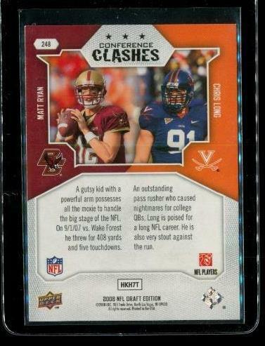 2008 UPPER DECK DRAFT Chrome Football Card #248 RYAN Eagles - LONG Cavaliers Item image 2