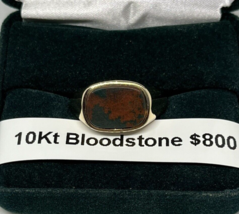 10k yellow Gold Ring With A Solitaire Bloodstone, Size 10.25 (Free Shipping) - £304.52 GBP