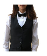 Waitress Black Tuxedo Vest w/ Inside Pad Pocket - $23.38 CAD