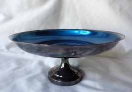 Vintage Oneida Silversmiths Silverplate Candy Compote Blue Enamel - $19.79
