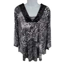 Cocomo Women&#39;s Paisley Black White 3/4 Sleeve Tunic Top Shirt XL - £15.42 GBP