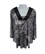 Cocomo Women&#39;s Paisley Black White 3/4 Sleeve Tunic Top Shirt XL - $19.75