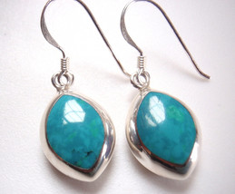 Simulated Turquoise and Mother of Pearl Earrings 925 Sterling Silver REV... - $14.21