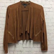 French Laundry Womens Cropped Cardigan Brown Microfiber Fly Away Waterfa... - $5.81