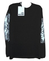 Love Moschino Men&#39;s Black White Text Cotton Blend Sweater Shirt Size 2XL - £146.05 GBP