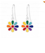 Rainbow daisy sterling silver earrings - $267.26 MXN