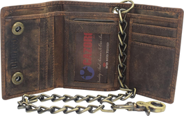Men&#39;S RFID Blocking Trifold Vintage Leather Biker Chain Wallet with Snap... - €41,56 EUR
