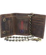 Men&#39;S RFID Blocking Trifold Vintage Leather Biker Chain Wallet with Snap... - €41,31 EUR